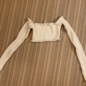 Are You Am I - new white long sleeve crop top
